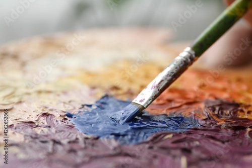 Wallpaper Mural Painting with palette and paintbrush, closeup view Torontodigital.ca