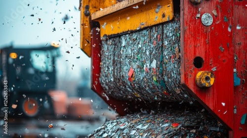 A baler machine efficiently compresses paper waste into tightly compacted bales at a recycling facility. This process helps create manageable waste for recycling.