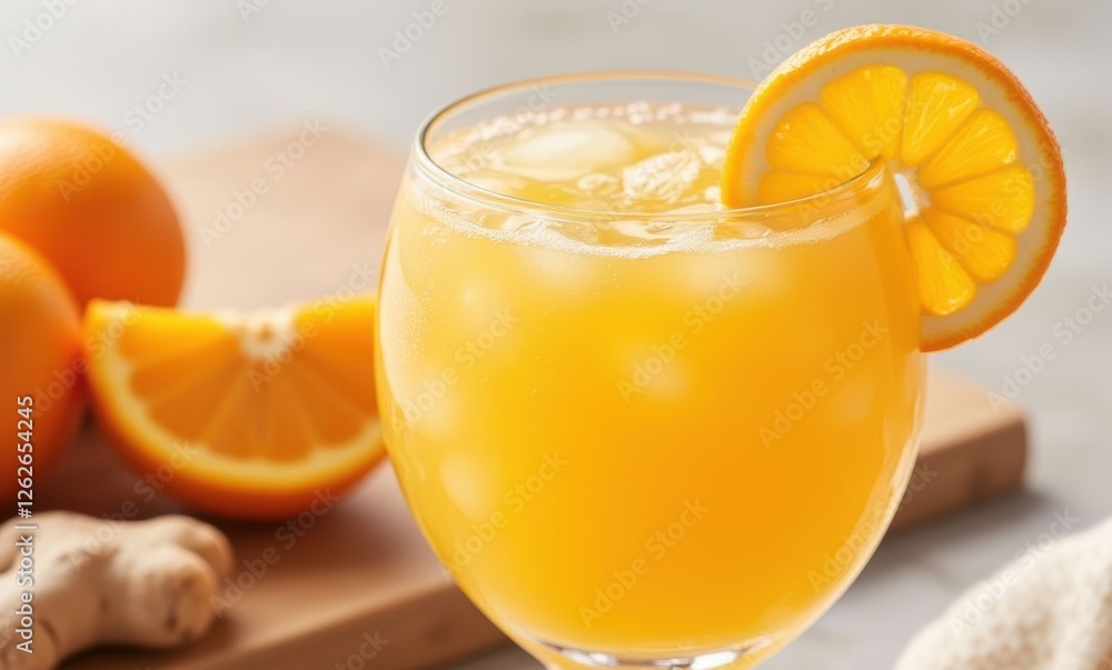 Refreshing orange beverage with citrus slice Refreshing orange beverage with citrus slice