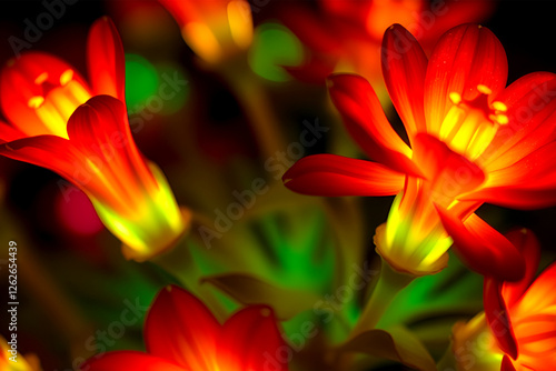 Luminous Red Blooms: A Radiant Dance of Light and Color