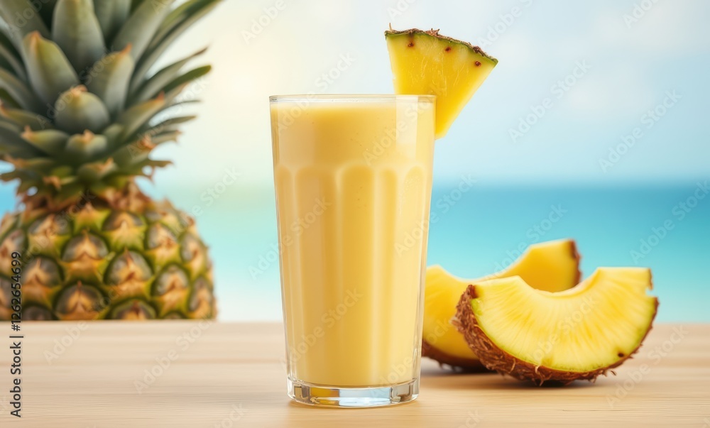 Refreshing pineapple smoothie on a sunny day Refreshing pineapple smoothie on a sunny day