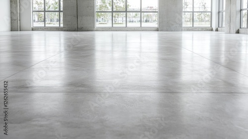Polished concrete floor in modern office building