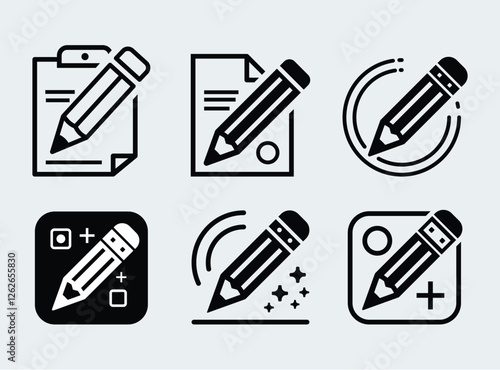 Pencil icon set. Vector stock illustration