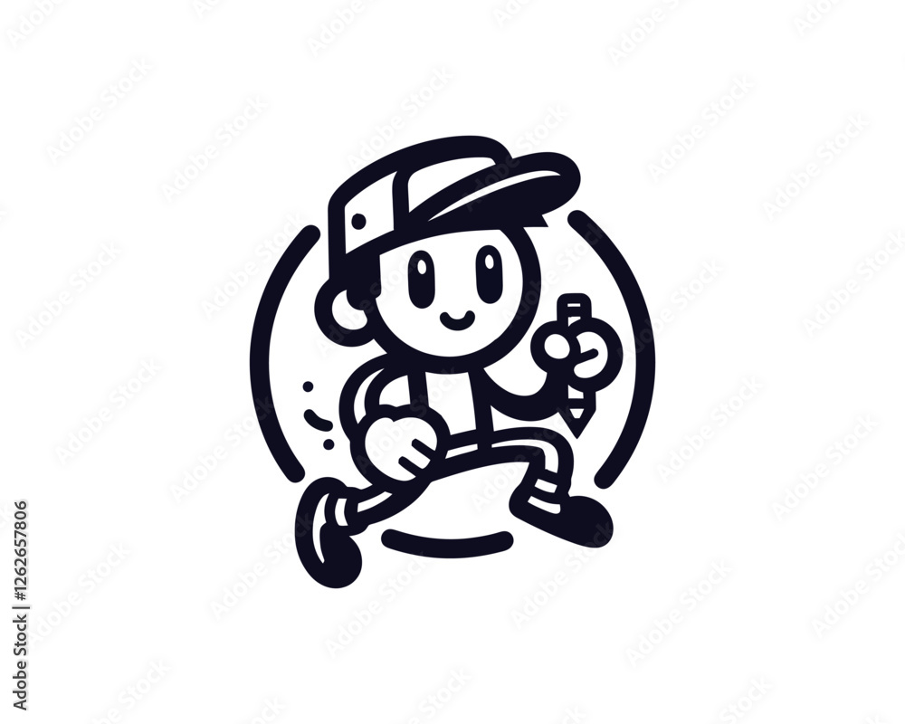 Fototapeta premium cartoon boy logo icon