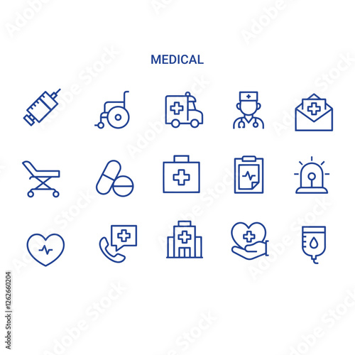 set of medical vector line icons , hospital icon , medicine 