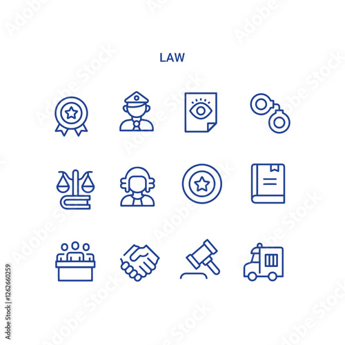 law vector line icons set , law justice icon