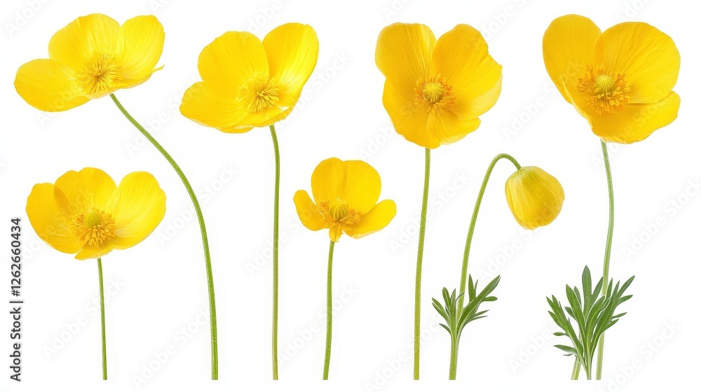 Obraz premium Yellow Buttercups in Various Angles and Positions
