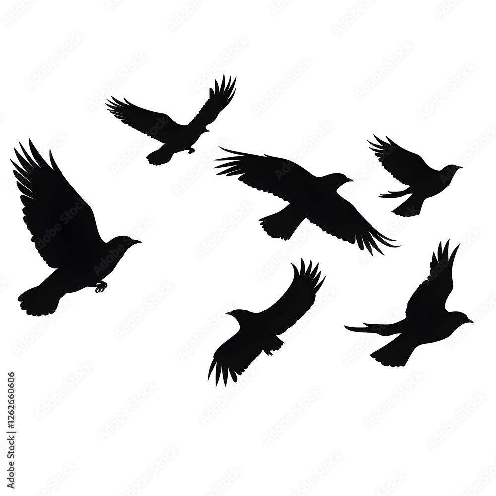 Obraz premium ravens flying silhouette