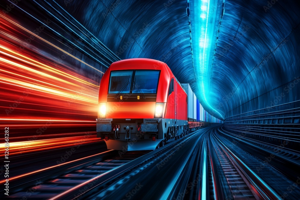 Naklejka premium High-Speed Maglev Train Transporting Cargo at Record Speed