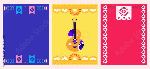 Cinco de Mayo, Dia de Muertos, Fiesta, Hispanic Heritage mexican holidays template covers, cards