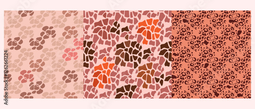 Set of fantasy animal skin   seamless patterns  in different colors  vector