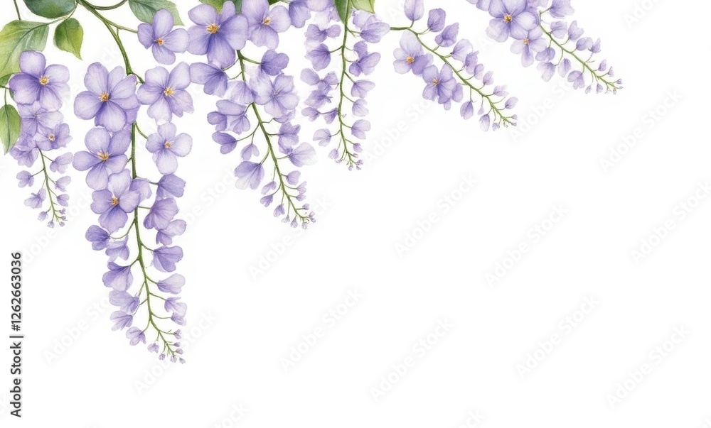 Delicate purple flowers with green leaves Delicate purple flowers with green leaves