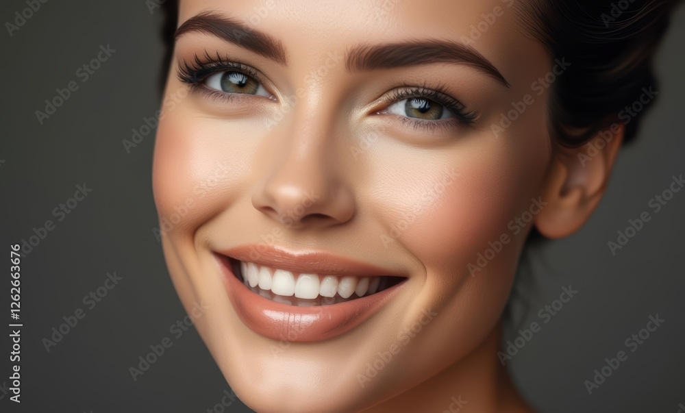 Smiling woman with bright green eyes Smiling woman with bright green eyes