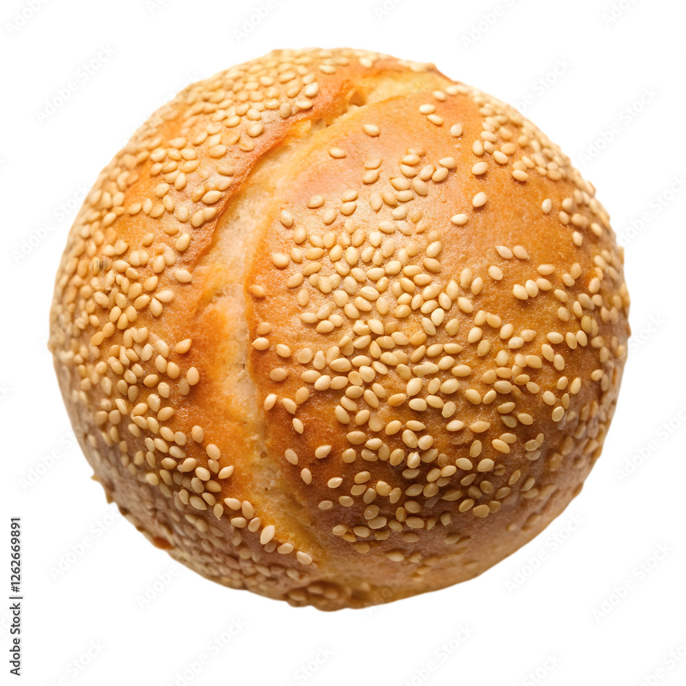 Freshly baked bread roll with sesame on transparent background Freshly baked bread roll with sesame on transparent background