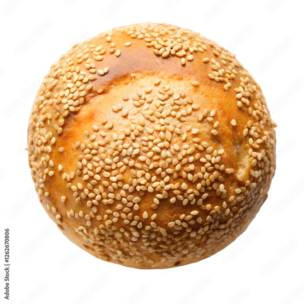 Freshly baked bread roll with sesame on transparent background Freshly baked bread roll with sesame on transparent background