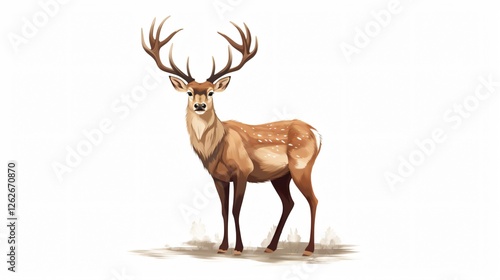 Majestic Isolated Deer on White Background