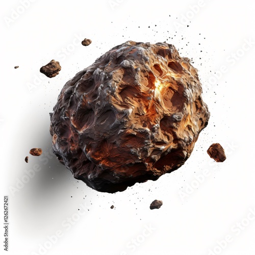 Isolated Asteroid on White Background