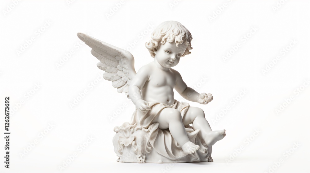 Cherub Marble Statue Isolated White Background Cherub Marble Statue Isolated White Background