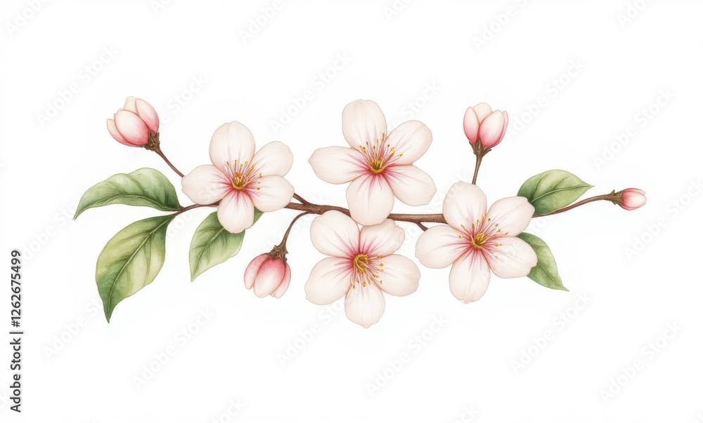 Delicate cherry blossom branch illustration Delicate cherry blossom branch illustration