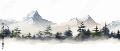 Isolated Mountains on White Background