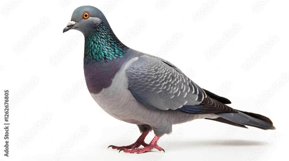 Naklejka premium Isolated Pigeon on White Background