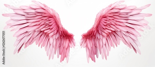 Pink Wings Isolated on White Background