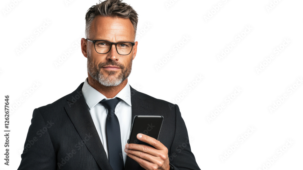 Professional man using smartphone in modern office environment Professional man using smartphone in modern office environment