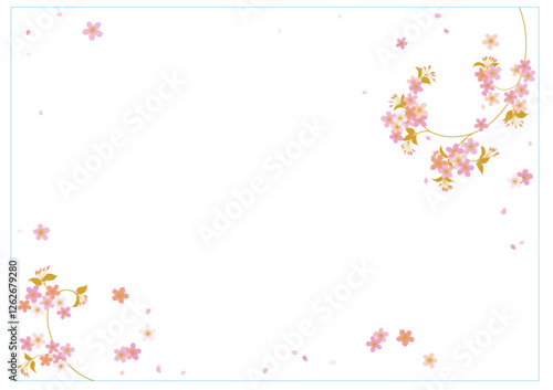 桜の花のかわいいベクター画像背景　B