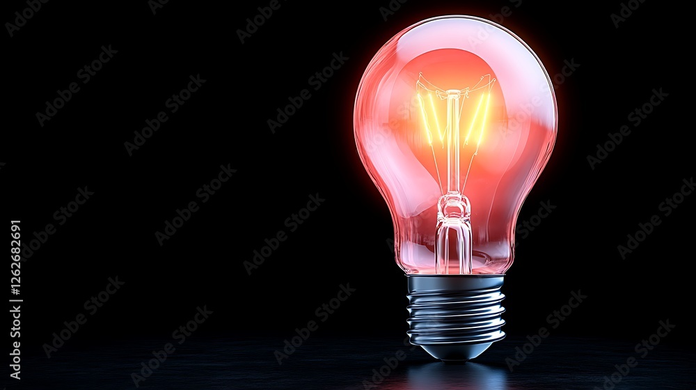 Illuminating creativity red light bulb in studio photography dark environment unique viewpoint Illuminating creativity red light bulb in studio photography dark environment unique viewpoint