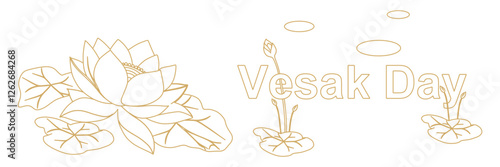 line art hand illustration background with a text vesak day