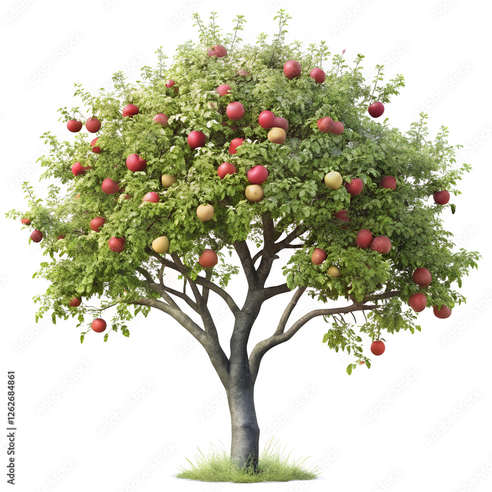 Fototapeta premium Lush Apple Tree with Ripe Red Apples