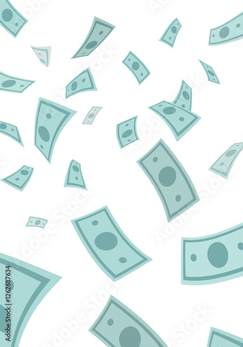 Vector Illustration with money falling from above isolated on transparent background.