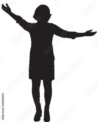 vector; silhouette woman showing an imaginary hug