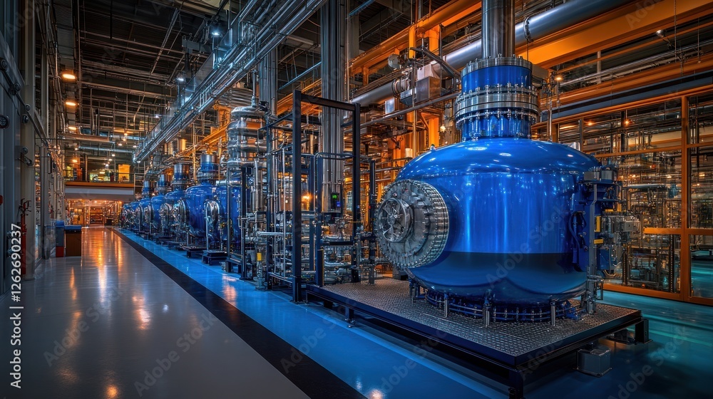 Fototapeta premium Industrial chemical reactor setup in a modern facility