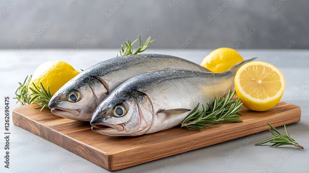 Close-up of fresh fish preparation on kitchen counter a culinary delight in seafood Close-up of fresh fish preparation on kitchen counter a culinary delight in seafood