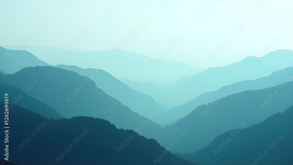 AI GENERATE, Mountain landscape with soft gradient from deep blue. purpose for background. AI GENERATE, Mountain landscape with soft gradient from deep blue. purpose for background.