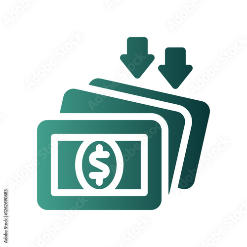 incoming cash flat gradient icon