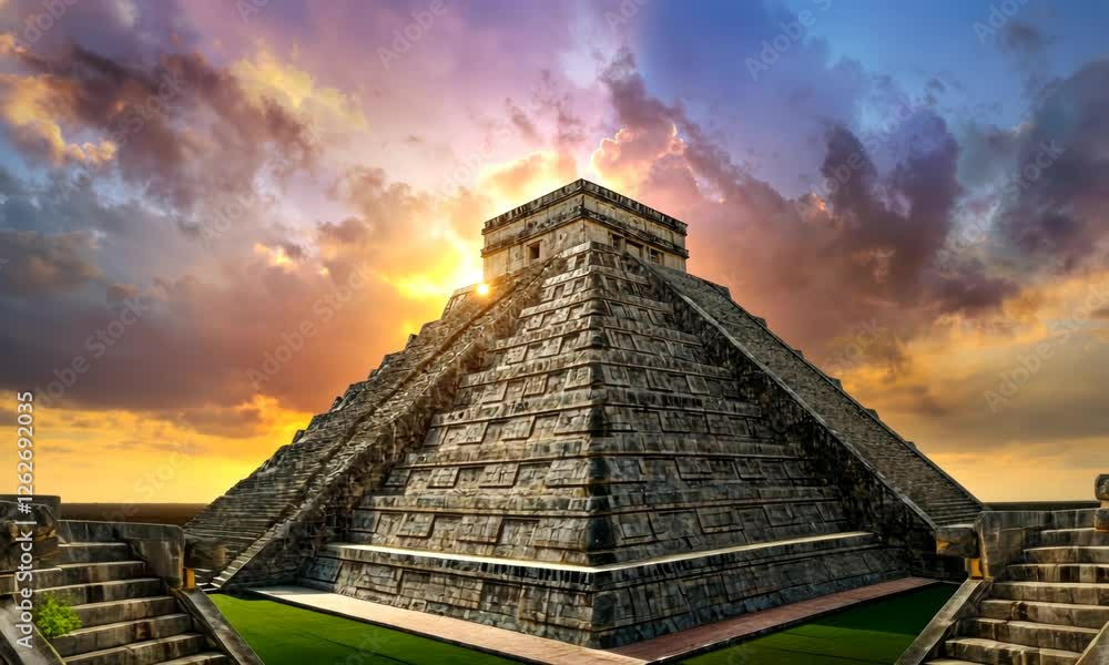 Chichen Itzá, Yucatán. Mayan pyramid of Kukulcan El Castillo at sunset Chichen Itzá, Yucatán. Mayan pyramid of Kukulcan El Castillo at sunset