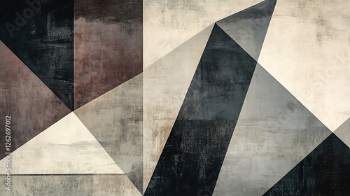 Abstract Geometric Art Neutral Tones Textured Canvas