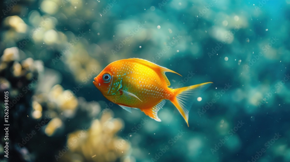 Fish swimming in tropical blue sea water underwater, AI generated image Fish swimming in tropical blue sea water underwater, AI generated image