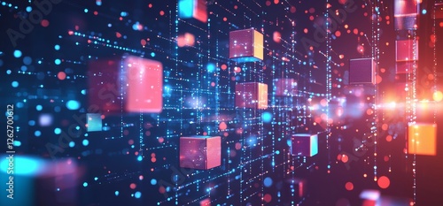 A 3D abstract digital background with a modern touch, including copy space, based on stock.