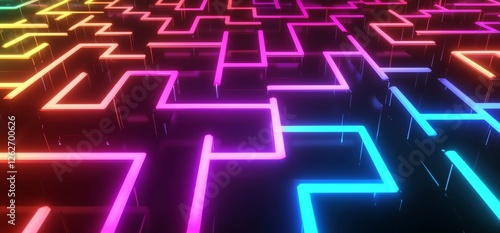 A modern 3D abstract background in digital style, featuring copy space, based on stock imagery.