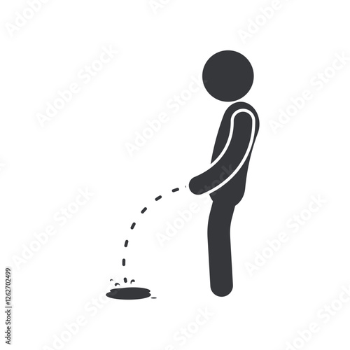 Isolated pictogram man pee on floor, wet urine on surface of bathroom sign
