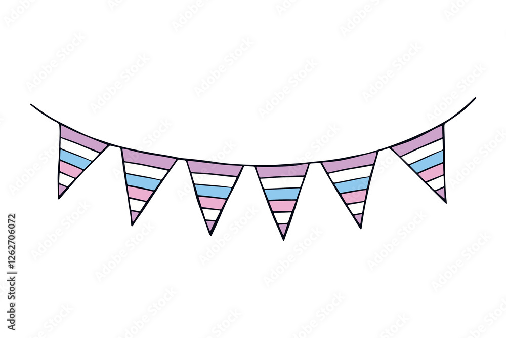 Obraz premium Colorful garland Intersex pride flag Happy pride day LGBTQ community Pride Month Vector hand drawn doodle for posters, stickers, logo, cards