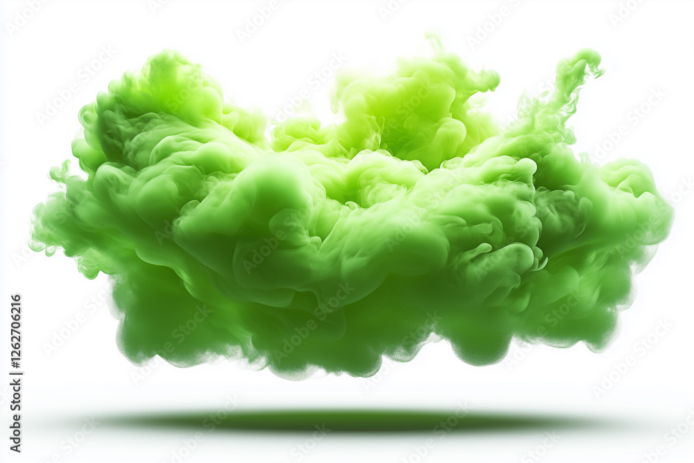 Vibrant neon green vapor with glowing edges creates a striking visual on a clean white background Vibrant neon green vapor with glowing edges creates a striking visual on a clean white background