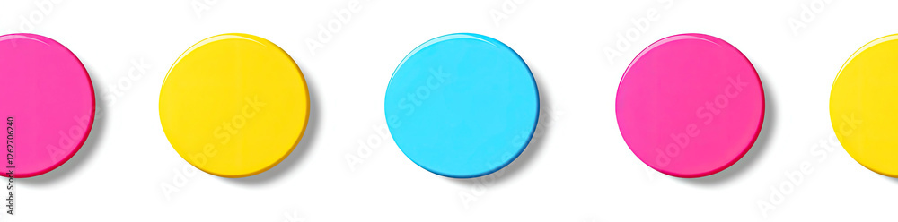 Five Colorful Circles in a Row on White Background Brightly Colored Round Shapes CMYK Design Element Five Colorful Circles in a Row on White Background Brightly Colored Round Shapes CMYK Design Element