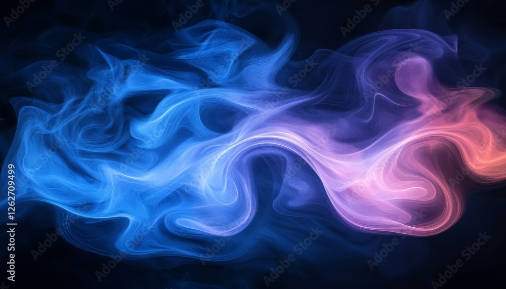 Abstract Flowing Smoke, Blue And Pink Colors On Dark Background, Digital Art Illustration Abstract Flowing Smoke, Blue And Pink Colors On Dark Background, Digital Art Illustration