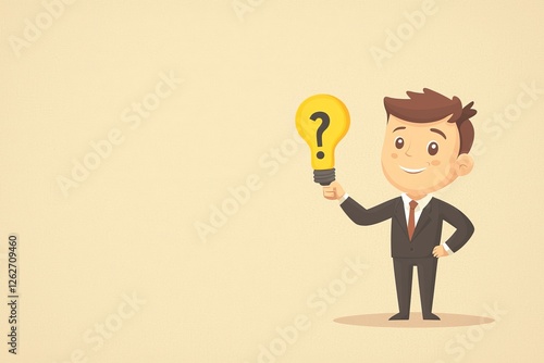 Wallpaper Mural Question and answer session, Q&A, or a problem-solving solution, FAQ (frequently asked question), help or creative idea, a smart businessman with a question mark sign and a lightbulb solution. Torontodigital.ca