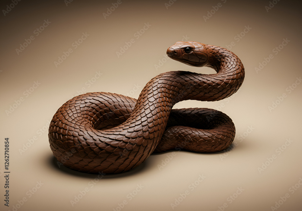 Fototapeta premium Wooden carved snake sculpture 2025 art