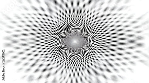 Hypnotic Black and White Optical Illusion Tunnel Vortex Creating Perception of Depth and Distortion